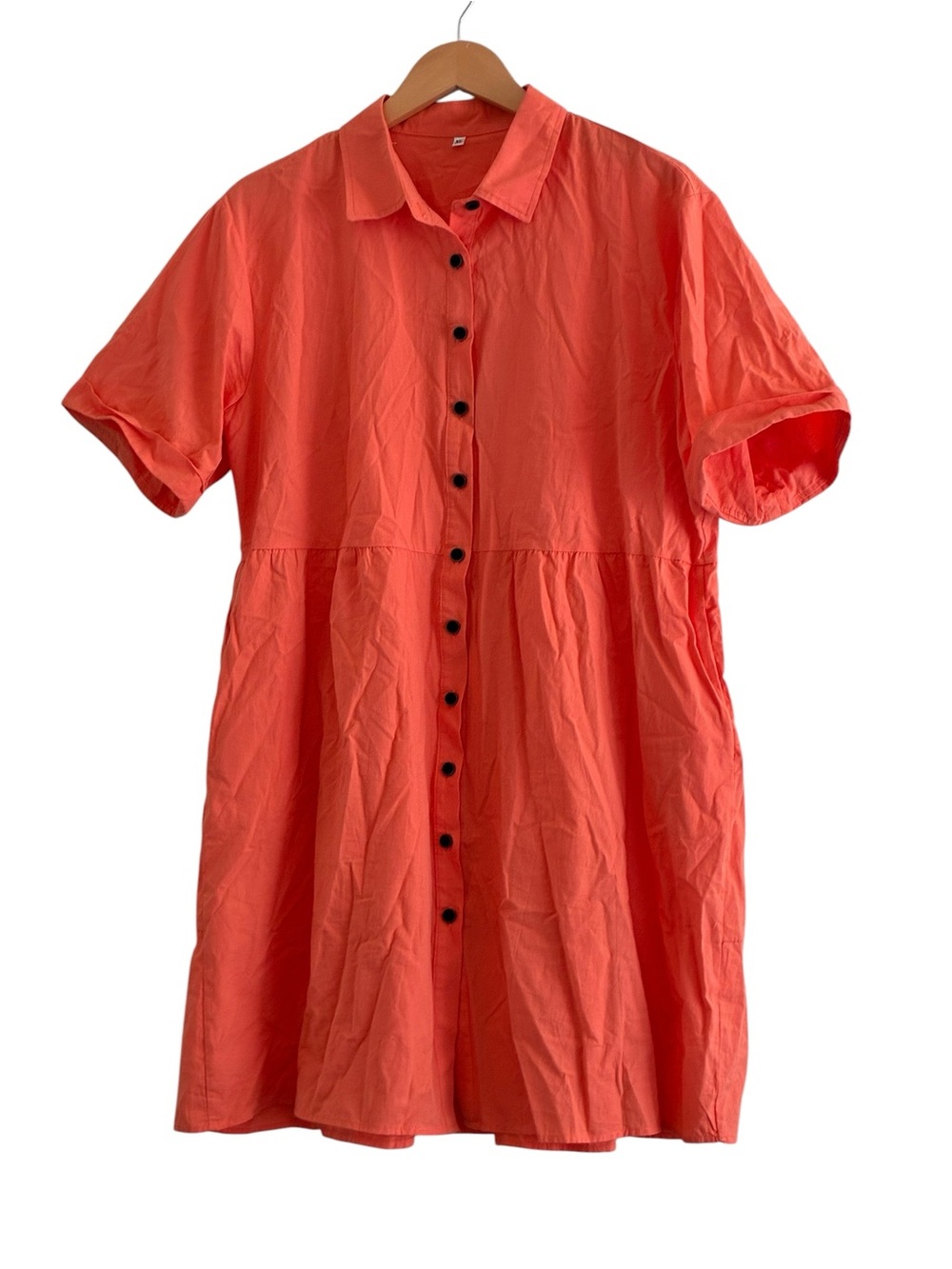 Unbranded Like new button front collared short sleeve orange shirt dress size XL